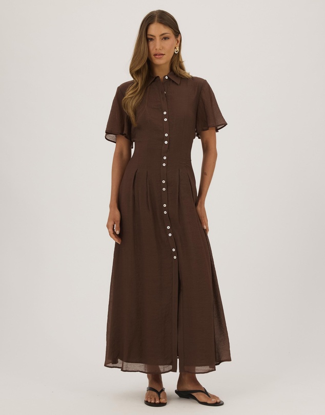 Atmos&Here - Kate Pin Tuck Detail Midi Shirt Dress