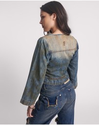 ONE TEASPOON - Denim Frill Backless Crop Top - Lucia Blue
