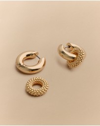 Trenery - Rava Drop Hoop Earrings in Gold