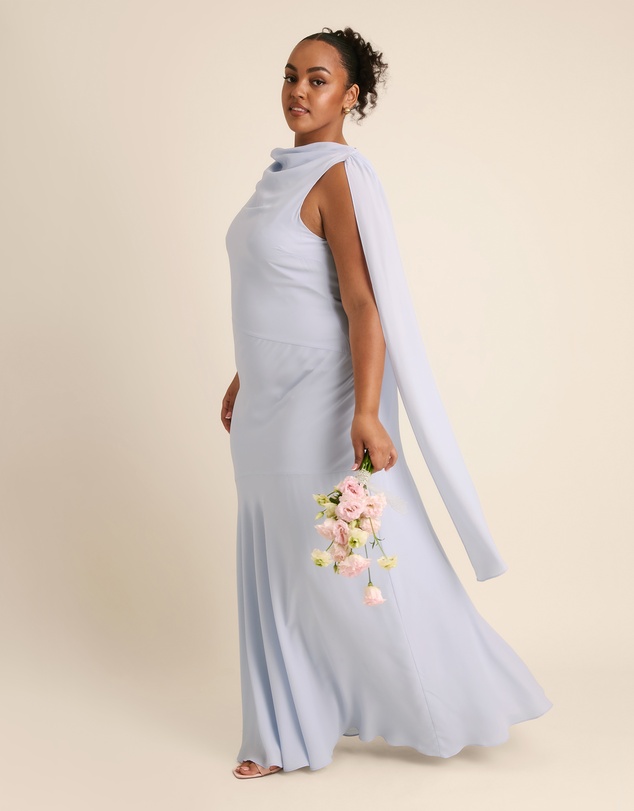 Six Stories - High Cowl Neck Drape Chiffon Bridesmaid Dress