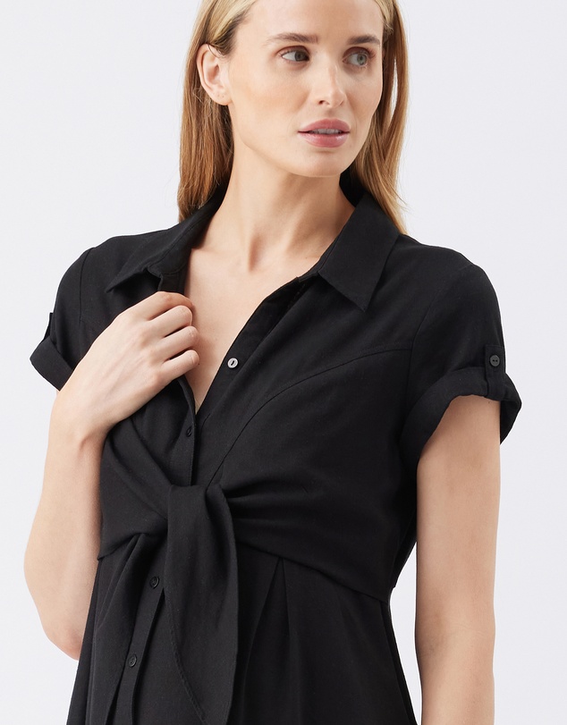 Ripe Maternity - Colette Tie Up Linen Dress