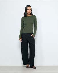 AERE - Eden Cashmere Blend Boat Neck Top
