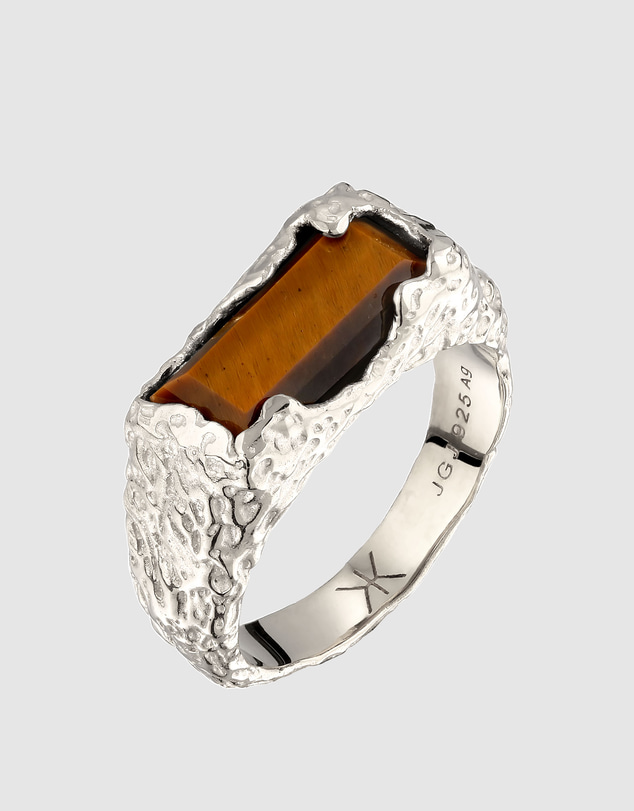 Kuzzoi - ICONIC EXCLUSIVE - Molten Tiger Eye Signet Ring in 925 Silver