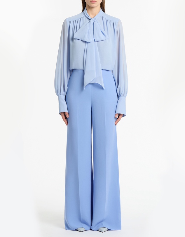 Carla Zampatti - Powder Blue Georgette Bow Front Blouse