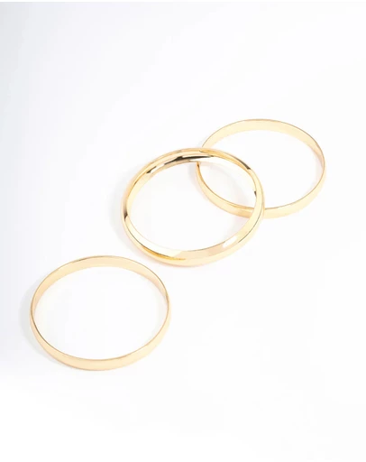 Lovisa - Gold Plated Classic Medium Smooth Bangle Pack
