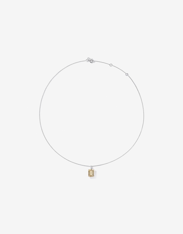 Michael Hill - Emerald Cut Soft Champagne Citrine Pendant with Chain in Sterling Silver