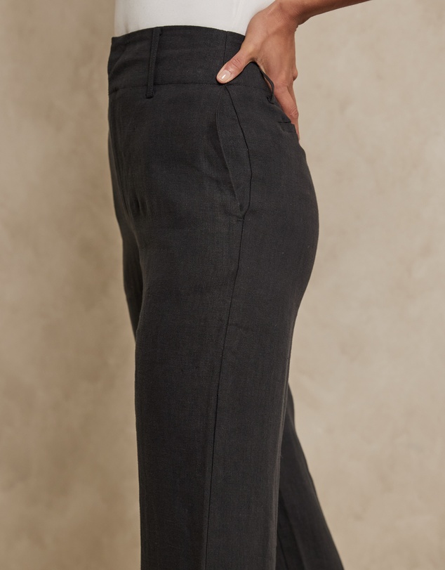 AERE - Linen Wide Leg Pants With Deep Waist Band