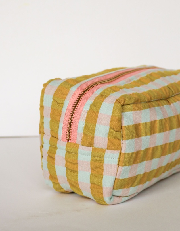 Mosey Me - Pink Quartz Seersucker Dopp Kit