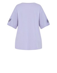 City Chic - Plus size Western Soul Oversized Tee - lilac