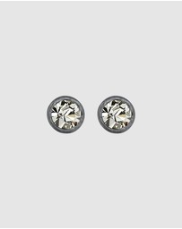 Kuzzoi - ICONIC EXCLUSIVE - Earrings Stud Round Modern Basic with Crystals in 925 Sterling Silver