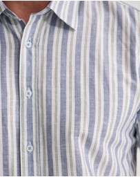 Oxford - Leyton Short Sleeve Stripe Linen Shirt