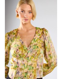 Glamorous - V-Neck Puff Sleeve Top