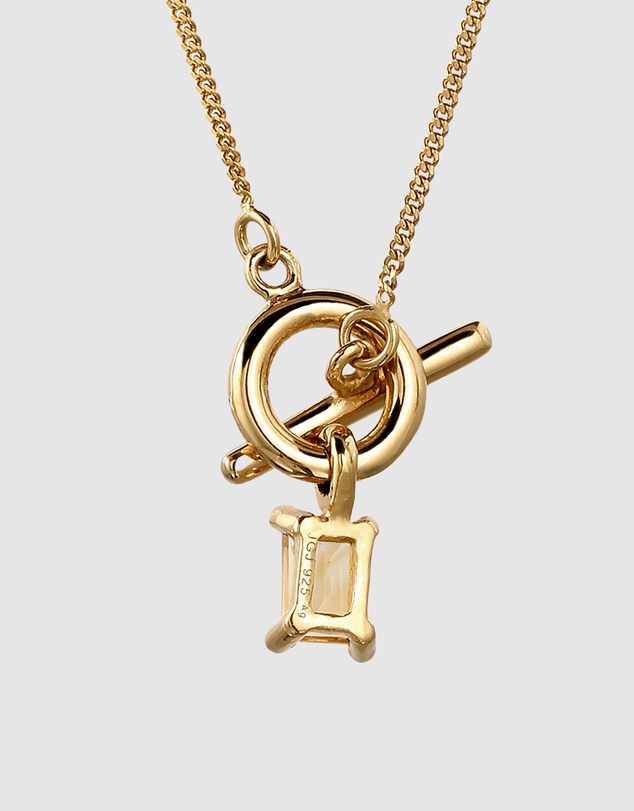 Elli Jewelry - Golden Hour Citrine T-Bar Necklace in Gold-Plated 925 Silver