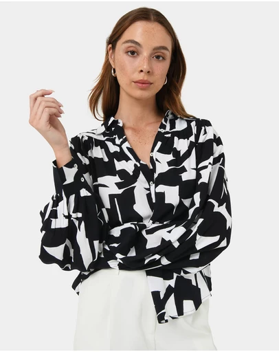Forcast - Anella Monochrome Print Blouse