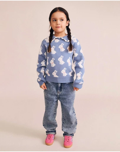 Huxbaby - Bunny Field Frill Collar Polo - Babies-Kids