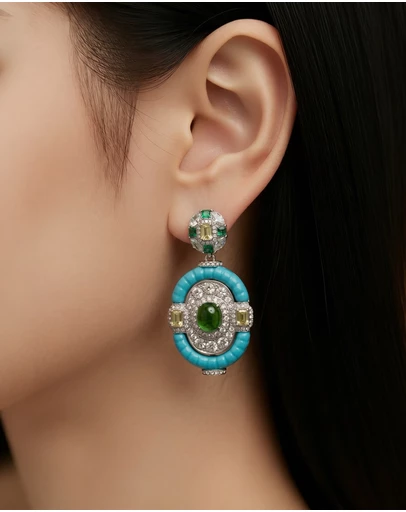 Mossée - Olivia Emerald Oval-Shaped Earrings