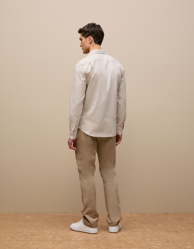 Trenery - Tailored Fit Puppytooth Check Shirt in Sand