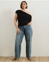 Atmos&Here Curvy - Winnie Off Shoulder Mesh Top