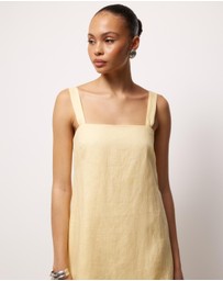 AERE - Cova Pleat Trim Linen Mini Dress