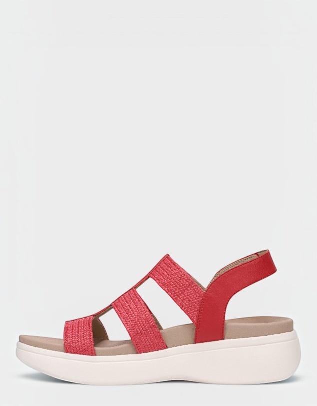 Vionic - Sabrina Flatform Sandal - Varsity Red Leather