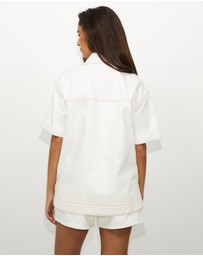 Dazie - Shade Boxy Short-Sleeve Denim Shirt