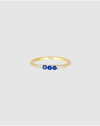 Elli Jewelry - Ring Classic Zirconia Sapphire Synthetic in 925 Sterling Silver Gold Plated