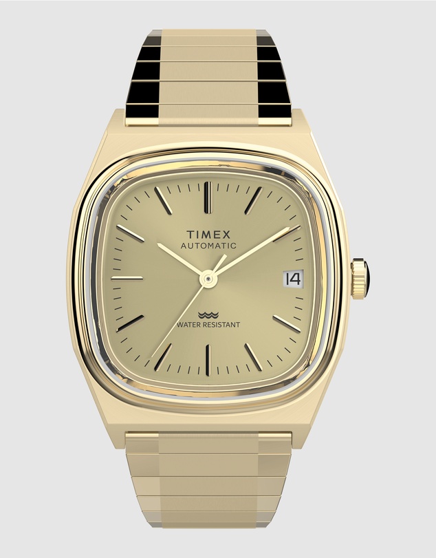 TIMEX - Timex® Automatic 1983 E-Line 34mm Gold Tone Expansion Band Watch