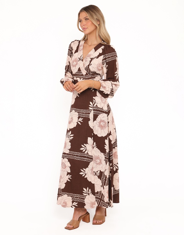 Petal & Pup - Safia Midi Dress - Brown Floral