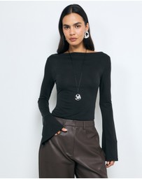 AERE - Marina Cupro Flared Sleeve Top