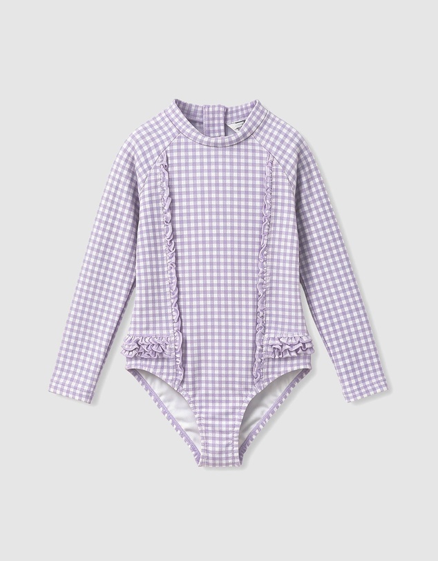 Minihaha - Lilac Gingham LS Sunsuit - Kids-Teens