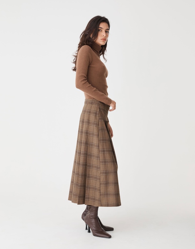 Forcast - Lani Pleated Check Skirt