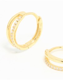 Lovisa - Gold Plated Sterling Silver Cubic Zirconia Double Hoop Earrings