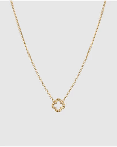 Elli Jewelry - Necklace Choker Crystal Cloverleaf 925 Sterling Silver Gold-Plated