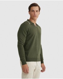 Oxford - Reiss Tipping Collar Long Sleeve Knit Polo