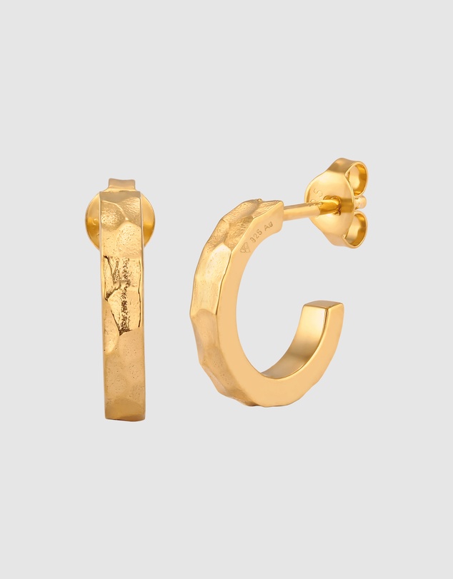Elli Jewelry - Hammered Stud Earrings in Gold-Plated 925 Silver