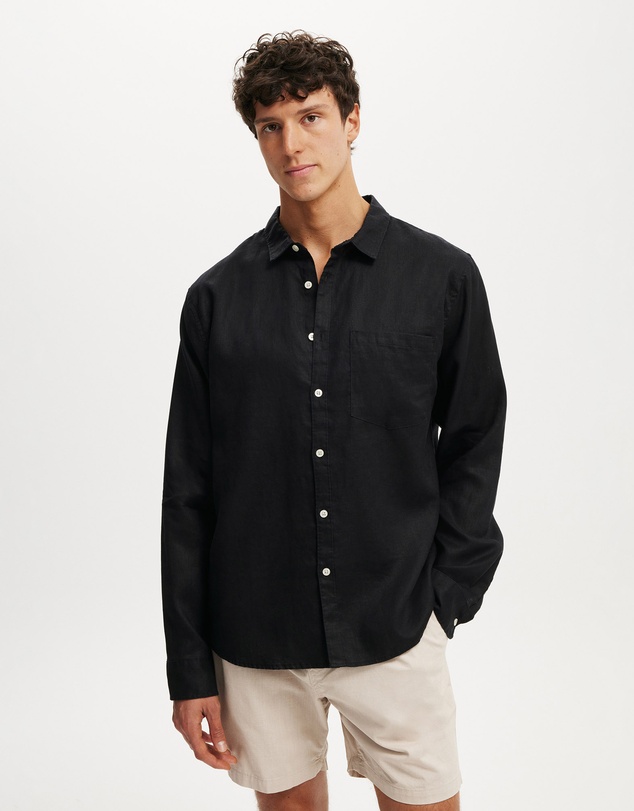 Cotton On - Relaxed Linen Long Sleeve Shirt