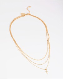Lovisa - Gold Plated Brass Layered Cross Necklace