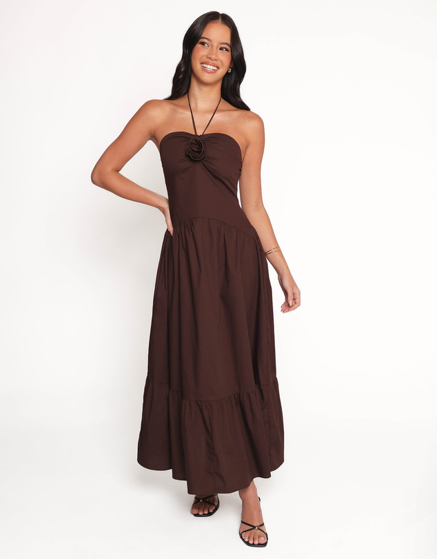 Petal & Pup - Soleila Halter Maxi Dress - Chocolate