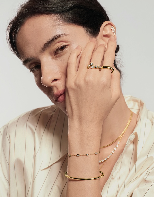 Ania Haie - Gold Round & Teardrop Bezel Station Bracelet