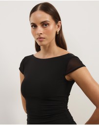 Atmos&Here - Rowe Mesh & Jersey Cap Sleeve Maxi Dress