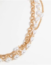 Lovisa - Gold Chain & Pearl Layered Belt