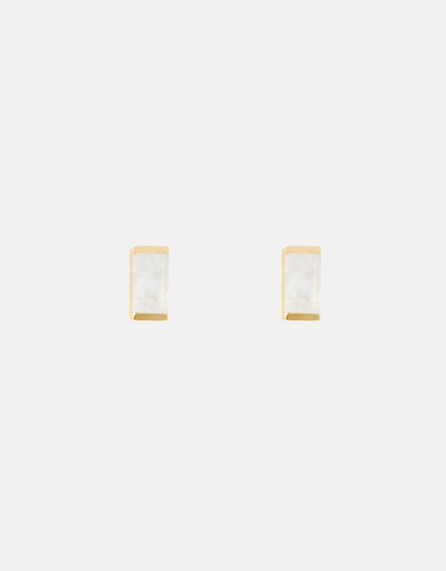 Kirstin Ash - Baguette Birthstone Studs June - Moonstone