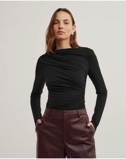 Witchery - Draped Jersey Long Sleeve Top