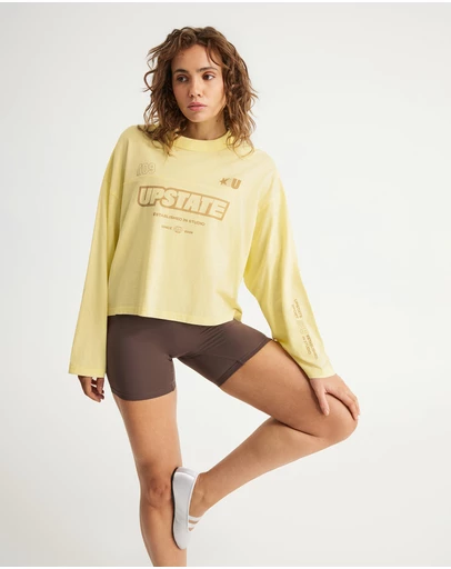 Upstate - Retro Sport Long Sleeve Tee - Lemonade