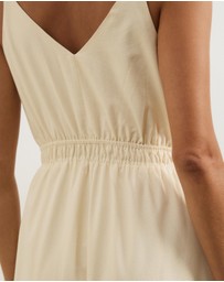Atmos&Here - Allegra Linen Blend Button Front Maxi Dress