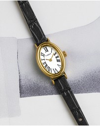 TIMEX - Women's Cavatina Gold-tone Case with Black Strap