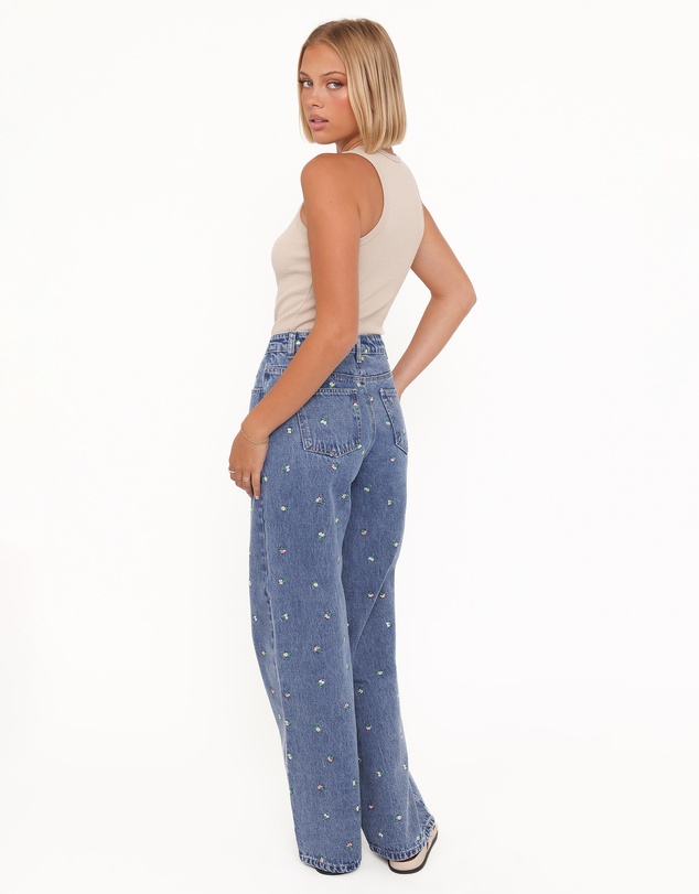 Petal & Pup - Kendall Straight Leg Jeans - Embroidery Medium Wash