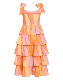 City Chic - Elina Print Tier Maxi Dress - Light Peach
