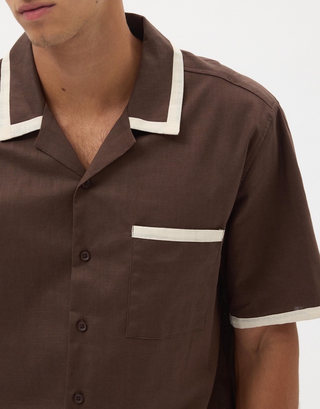 AERE - Linen Blend Contrast Shirt