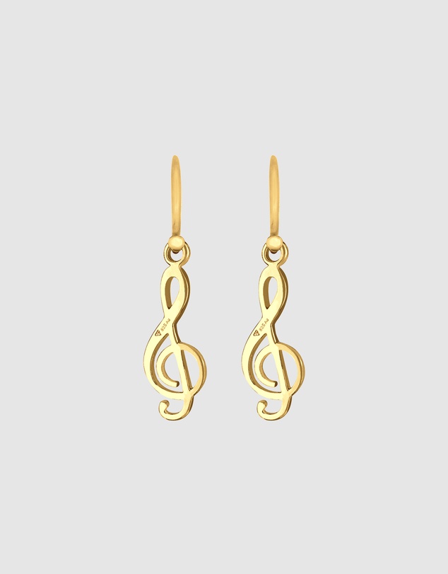 Elli Jewelry - Music Note Drop Earrings in Gold-Plated 925 Silver